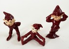 3 Japan Ceramic Pixie Elf Figurine Christmas Holiday Vintage 1950s Lefton Relco