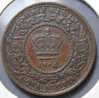 1864 Nova Scotia Half Cent Victoria Xf  die Crack On The  o  Of Victoria