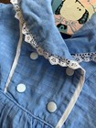 Sweet 50s Kate Greenaway Chambray Blue Cotton Toddler Girl Frock Summer Dress