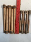 Wood Spools  Bobbin  Quills 7  Silver Sleeve And 8 75   Primitive Lot Of 10