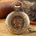 Steampunk Vintage Mechanical Hand Winding Skeleton Pocket Watch For Men Women