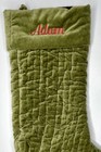 Pottery Barn Channel Quilted Velvet Christmas Stocking  adam  Medium Green New