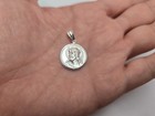 925 Sterling Silver Jesus Halo Medal Round Necklace 11 16  18mm  Inch Diameter