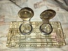 Vintage  Cut Crystal Double  Inkwell With Sterling Silver Collar And Lid  Lovely