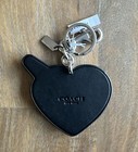 Coach Purple Heart   Lightening Bolt Leather Bag Charm Key Ring New
