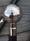  Brass Victorian Silver Antique Designer Handle Black Wooden Walking Cane Vintag
