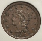 1856 Braided Hair Large Cent     Anacs Vf35      Vintage Soapbox Holder