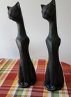 Mcm Black Jaru Pair Large Cat Statues Figures 28  Heavy Statement Decor Pcs  