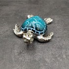 Silver Blue Sea Turtle Resin Painted Figurine  1 Turtle Approx  3  Inches  