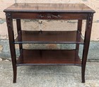 Antique Vintage Old Mahogany Wood End Side Hall Shelf Accent 3 Tier Table Stand