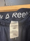 Reebok Men s L Regular Athletic Shorts Blue white Logo Elastic Waist Poly Knit