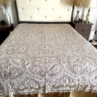 Antique Handmade Beige Point De Venise Belgian Needle Lace Tablecloth 65  X 112 