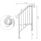 Ubesgoo 2-steps Stair Rail Matte White Wrought Iron Handrail For Outdoor Steps