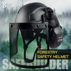  carbon Fiber  Hard Hat W  Visor   Hearing Protection  6-point  Class C  Helmet