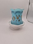 Northwood Blue Milkglass Pagoda Chrysanthemum Sprig Spooner