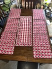 Christmas Holy Red Gingham Park Imports 35    Table Runner And 6 Placemats