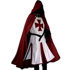Medieval Crusader Knights Templar Tunic Renaissance Long Cloak Cos Costume