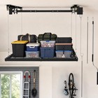 4x8 Ft Overhead Garage Storage Lift Rack  Ceiling Storage Rack Shelf Safety Lock
