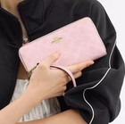 New Coach Long Zip Around Wallet In Signature Canvas Cw778 Powder Pink