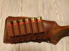 Leather Shotgun Shell Cartridge Buttstock Holder Cheek Rest Padded - 12   20 Ga
