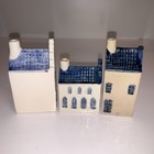 Set Of 3  Blue Delft Houses Simon Rynbende Holland Empty Bottles 
