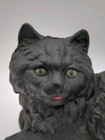 Vintage Hubley Style Cast Iron Black Cat W green Eyes Door Stop Decor 10 5   x5 5   