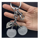 Cherry Bag Charm Keychain Glitter Resin And Metal Brass Green Silver Bag Chain