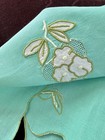 Vintage Turquoise Madeira 12 Piece Embroidered Linen Placemat Set For 6  Zz862
