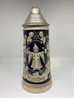 Vintage 3d German Beer Stein With Handle   Silver Lid 9 5 Inches Colorful Art
