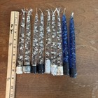 Vintage Set Of 9 Mcm Lucite 8    Clear Taper Candles Blue Clear Silver Acrylic