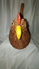 Wicker    Wood - Rattan Brown Chicken 14 x12  Basket Rustic Farmhouse Decor 