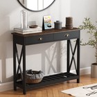 Farmhouse Console Table With Drawer For Entryway  Narrow Long Entry Table Wit   