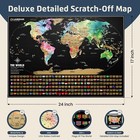 Scratch Off World Map Poster   Bonus Usa Scratch Off Map - Detailed Cartograp   