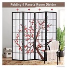 Room Divider 6ft 4 Panel Shoji Screen Folding Privacy Wall Freestanding Wood