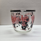 Hazel Atlas Vintage 1950 s Black   Pink Dancing Elephants Glass Ice Bucket