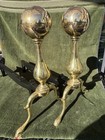 Bennett Brass   Cast Iron Cannonball Andirons Fire Dogs Fireplace Footed