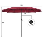15ft Patio Double-sided Umbrella Crank Outdoor Garden Market Sun Shade Wine