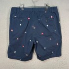 Nautica Mens Size 34 Navy Blue Embroidered Shorts Cotton Blend