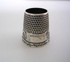Antique Stern Bros Sterling Silver Open Top Thimble  Horseshoes   Clovers  12