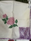 Lot Of 5 Vintage Flower Embroidered   Crocheted Flour Sack Cotton Tea Towels