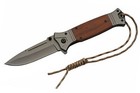Spring-assisted Folding Knife   Rite Edge Gunmetal Blade Wood Handle Edc Lanyard