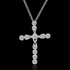 Womens 925 Sterling Solid Silver Charm Cross Pendant Necklace 18    Link Chain