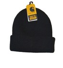 New Carhartt Beanie Adult One Size Black Logo   Patch Knit Hat Mens Osfa