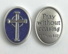 Ganz Scripture Token Charm Blue W cross    pray Without Ceasing    Poem Card