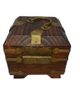 Vintage Antique  Korean Wooden   Brass Seal Box  Trinket Treasure Box