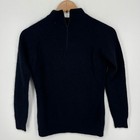 Vintage Tami Black Angora Lambswool Fuzzy Mock Neck Back Zip Sweater Size 36