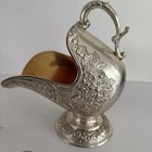 Antique Vintage Silver Plated Sugar Scuttle Scoop -decorated With Flowers