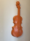 Vintage Royal Cast Metal Violin Wall Hanging Orange Mcm Mid Century Music Art