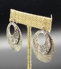 Cs-sterling Silver Textured Filigree Oval Striped Dangle Earrings-made In India