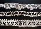 Antique Vintage Mixed Lace Lot Filet Crocheted Swiss Dot Ivory White 8 Pieces